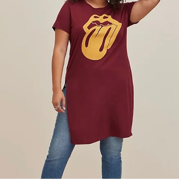 Split tunic tee wine/maroon color Rolling Stones - Picture 3 of 4